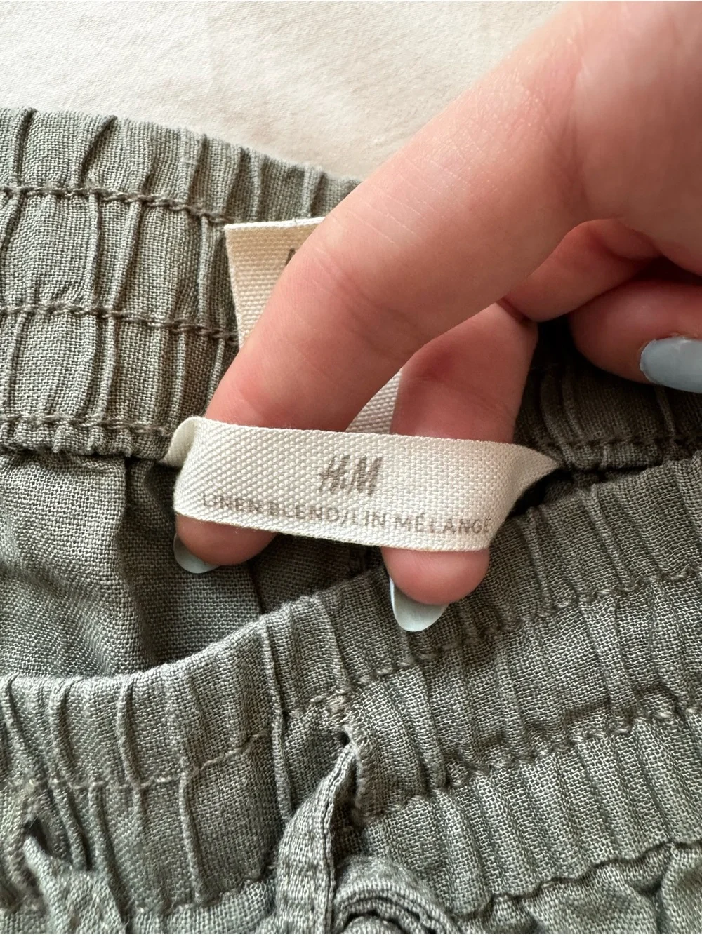 H&M Linen Olive Drawstring Casual Pants